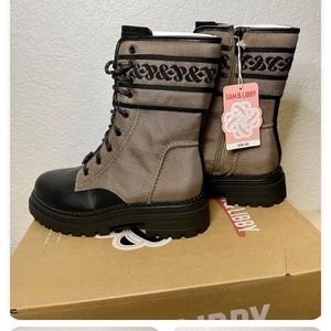 Combat boots women’s, Sam &Lilly, Stella dark khaki zip up embroidered, new